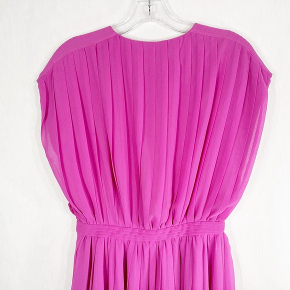 J Crew Size 0 Blouson Dress Wild Peony Pink Purple‎ Cap Sleeve Pleated 1340 - Picture 5 of 10